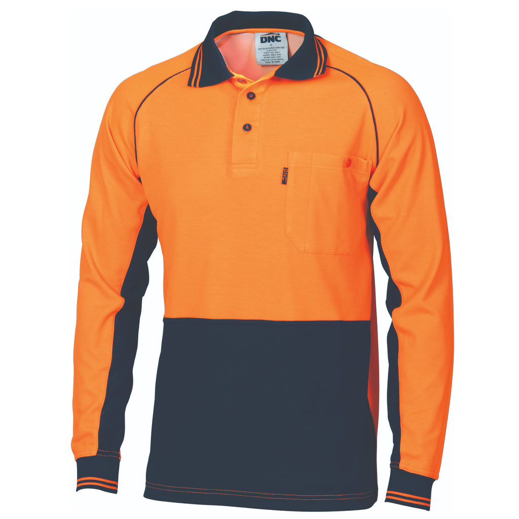 Hi-Vis Cotton Backed Cool-Breeze Contrast Polo - Long Sleeve | 3720