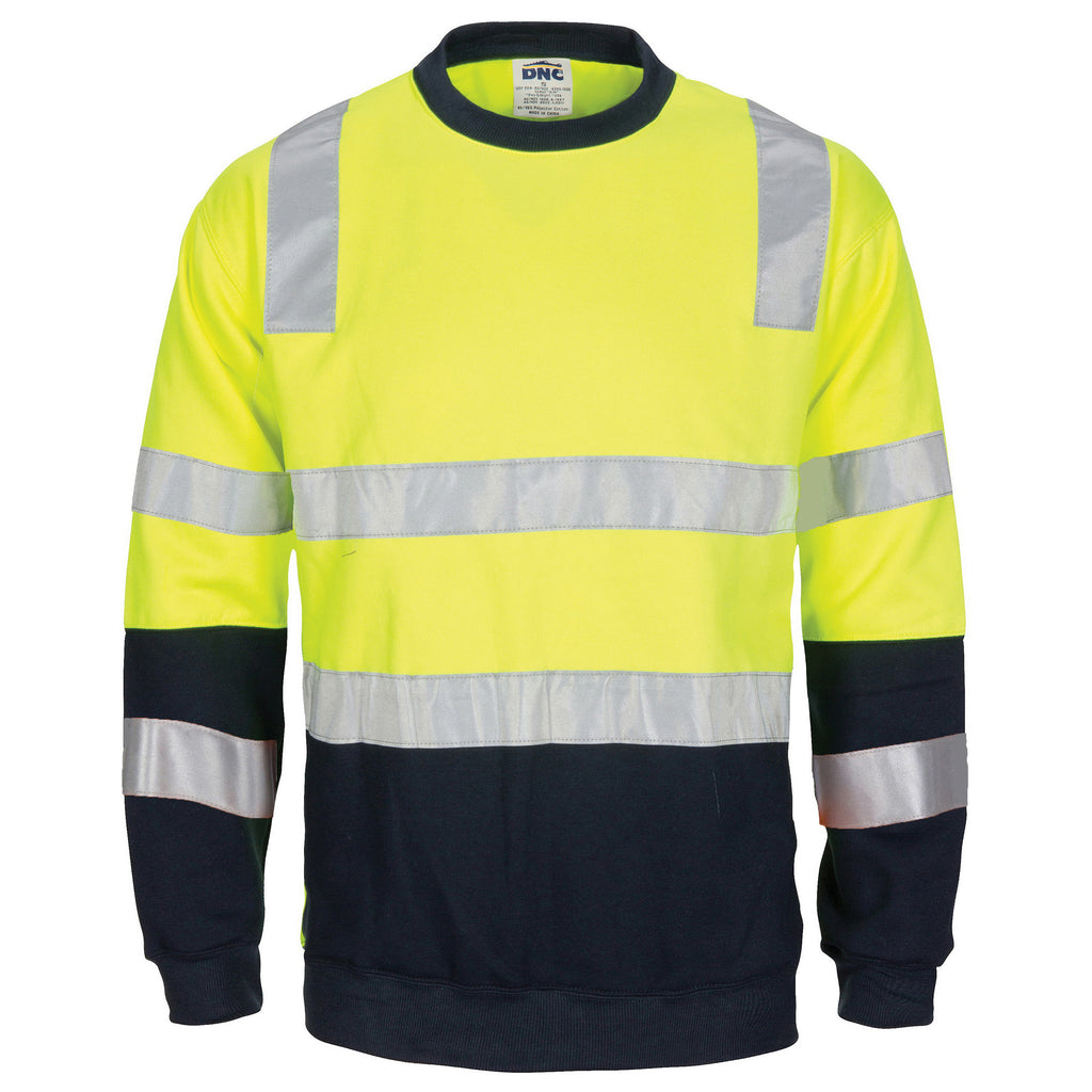 Hi-Vis 2 Tone, Crew-Neck Fleecy Sweat Shirt With Shoulders, Double Hoop Body And Arms CSR R/Tape | 3723