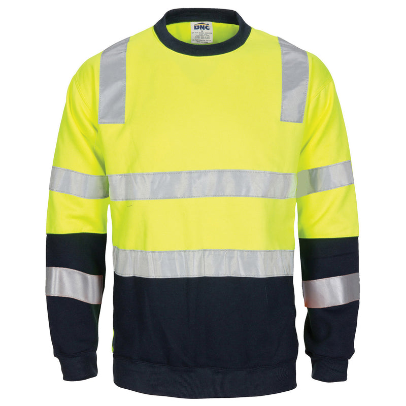 Hi-Vis 2 Tone, Crew-Neck Fleecy Sweat Shirt With Shoulders, Double Hoop Body And Arms CSR R/Tape | 3723