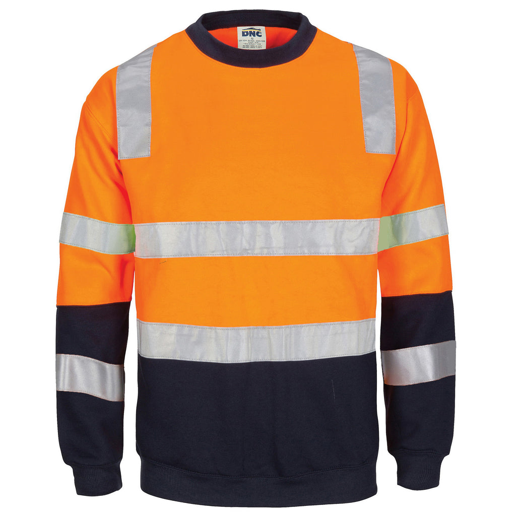 Hi-Vis 2 Tone, Crew-Neck Fleecy Sweat Shirt With Shoulders, Double Hoop Body And Arms CSR R/Tape | 3723