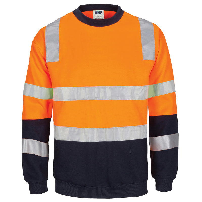 Hi-Vis 2 Tone, Crew-Neck Fleecy Sweat Shirt With Shoulders, Double Hoop Body And Arms CSR R/Tape | 3723