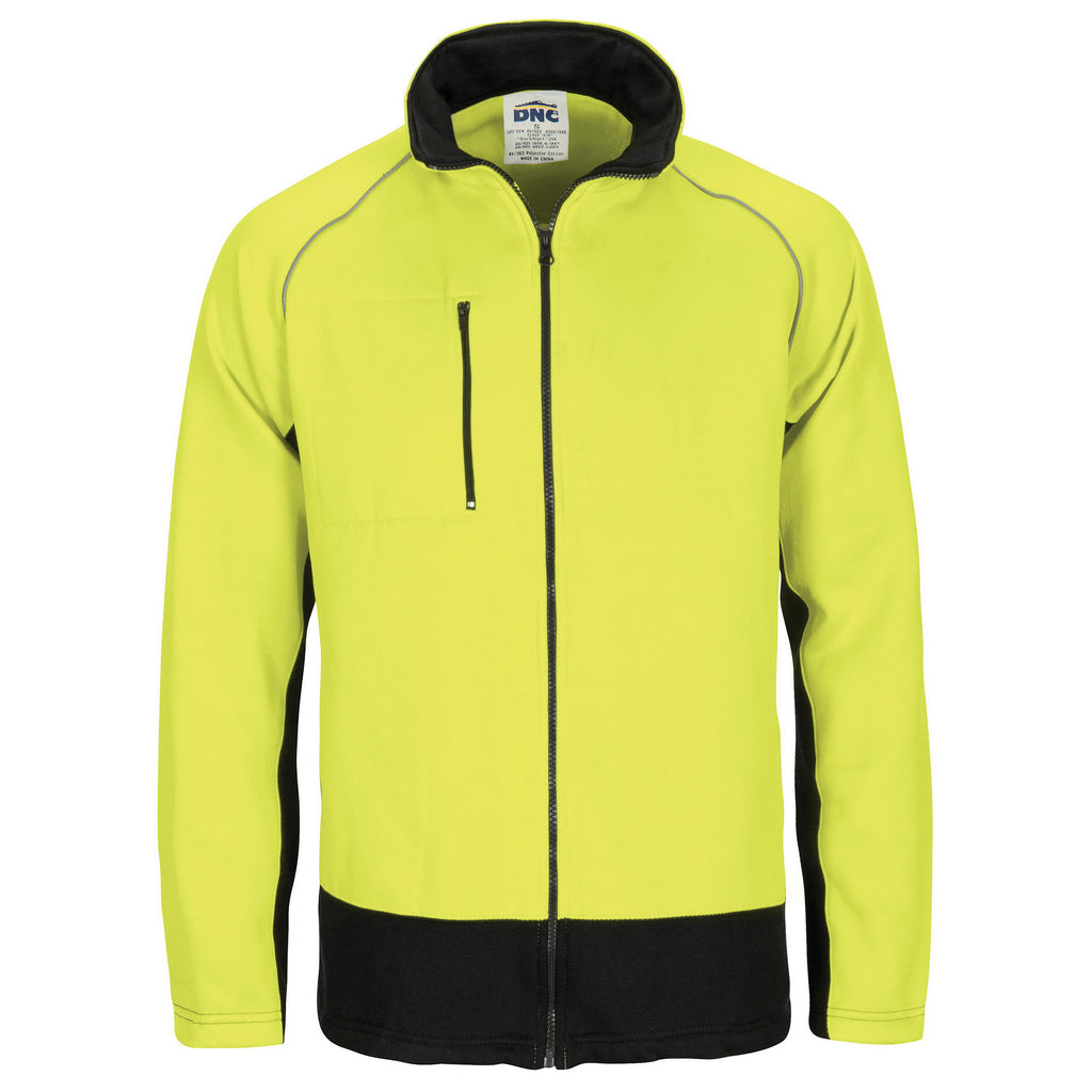 Hi-Vis 2 Tone Full Zip Fleecy Sweat Shirt With Two Side Zipped Pockets | 3725