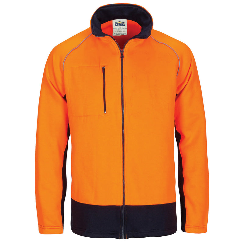 Hi-Vis 2 Tone Full Zip Fleecy Sweat Shirt With Two Side Zipped Pockets | 3725