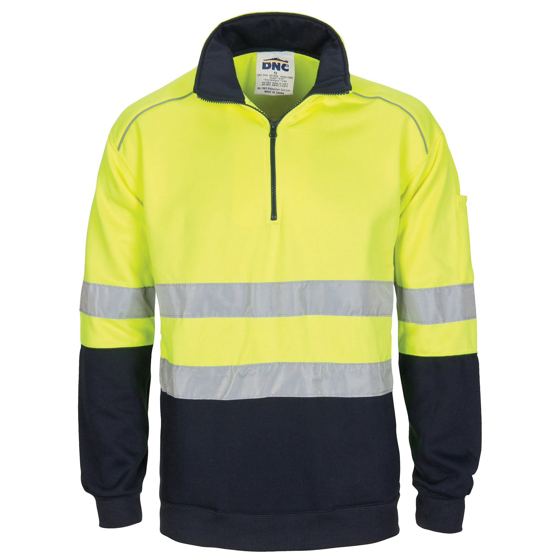 Hi-Vis 1/2 Zip Fleecy With Hoop Pattern CSR Reflective Tape | 3729