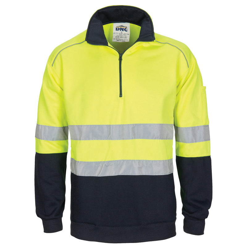 Hi-Vis 1/2 Zip Fleecy With Hoop Pattern CSR Reflective Tape | 3729