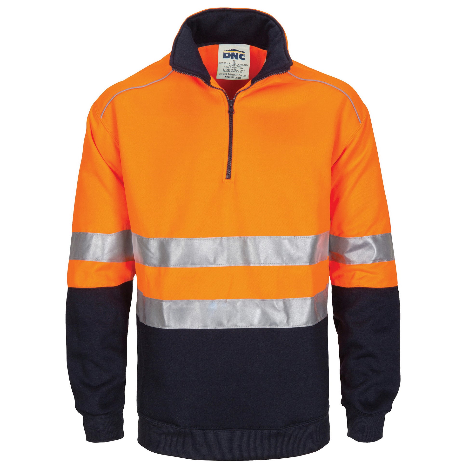 Hi-Vis 1/2 Zip Fleecy With Hoop Pattern CSR Reflective Tape | 3729