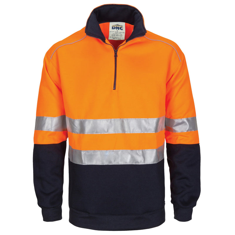 Hi-Vis 1/2 Zip Fleecy With Hoop Pattern CSR Reflective Tape | 3729