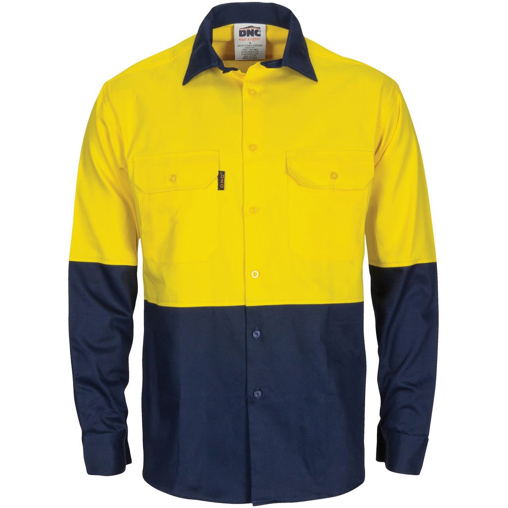 Hi-Vis L/W Cool-Breeze T2 Vertical Vented Cotton Shirt With Gusset Sleeves - Long Sleeve | 3733