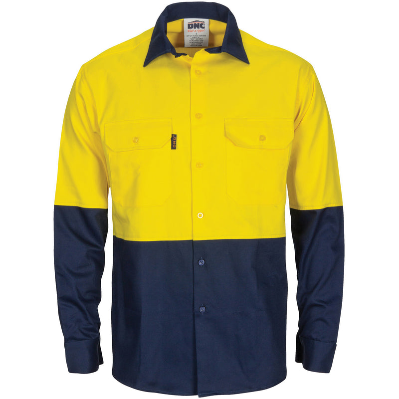 Hi-Vis L/W Cool-Breeze T2 Vertical Vented Cotton Shirt With Gusset Sleeves - Long Sleeve | 3733
