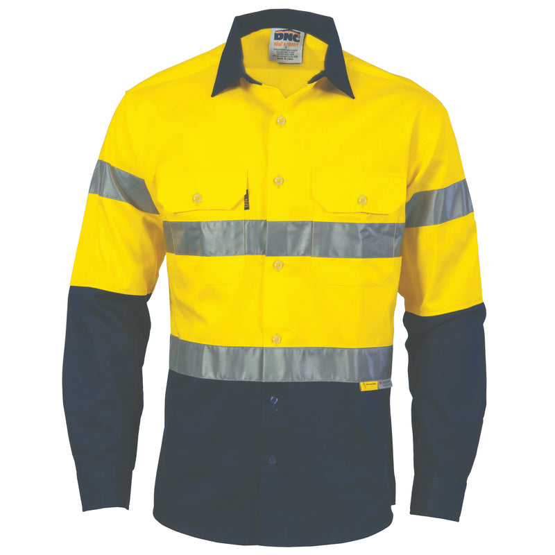 Hi-Vis Two Tone Drill Shirts With 3M8906 R/Tape - Long Sleeve | 3736
