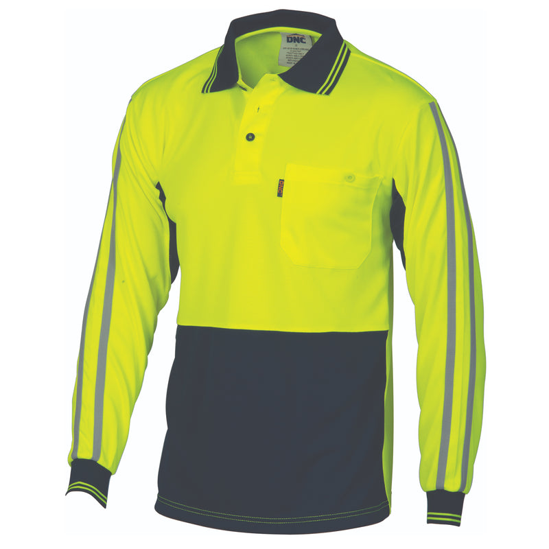 Hi-Vis Cool-Breathe Stripe Polo - Long Sleeve | 3756