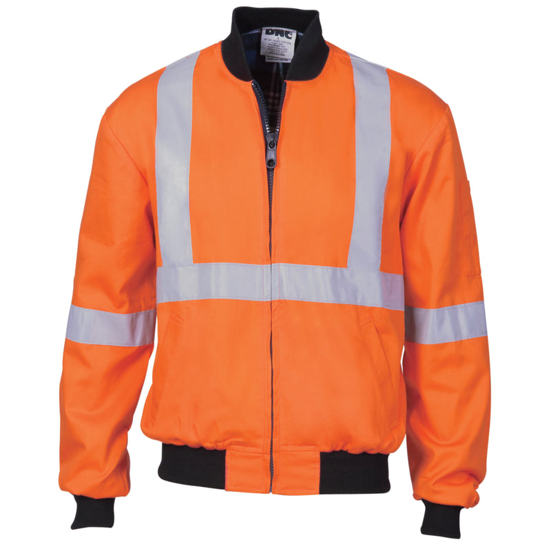 Hi-Vis Cotton Bomber Jacket With 'X' Back & Additional CSR R/Tape Below | 3759