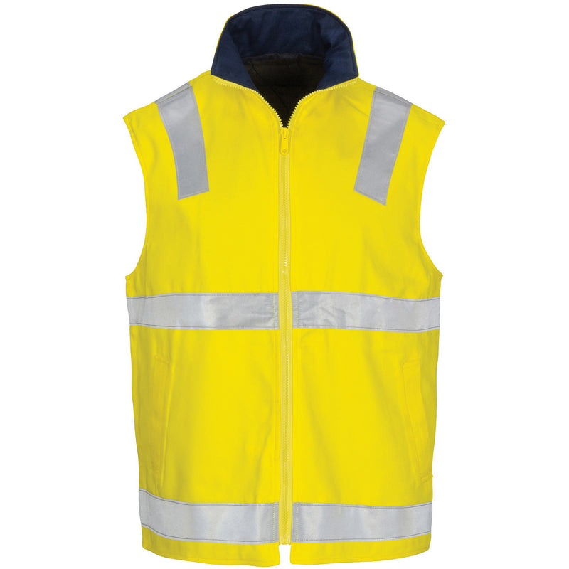 Hi-Vis Cotton Drill Reversible Vest With Generic R/Tape | 3765