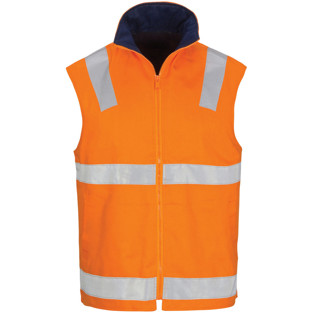 Hi-Vis Cotton Drill Reversible Vest With Generic R/Tape | 3765
