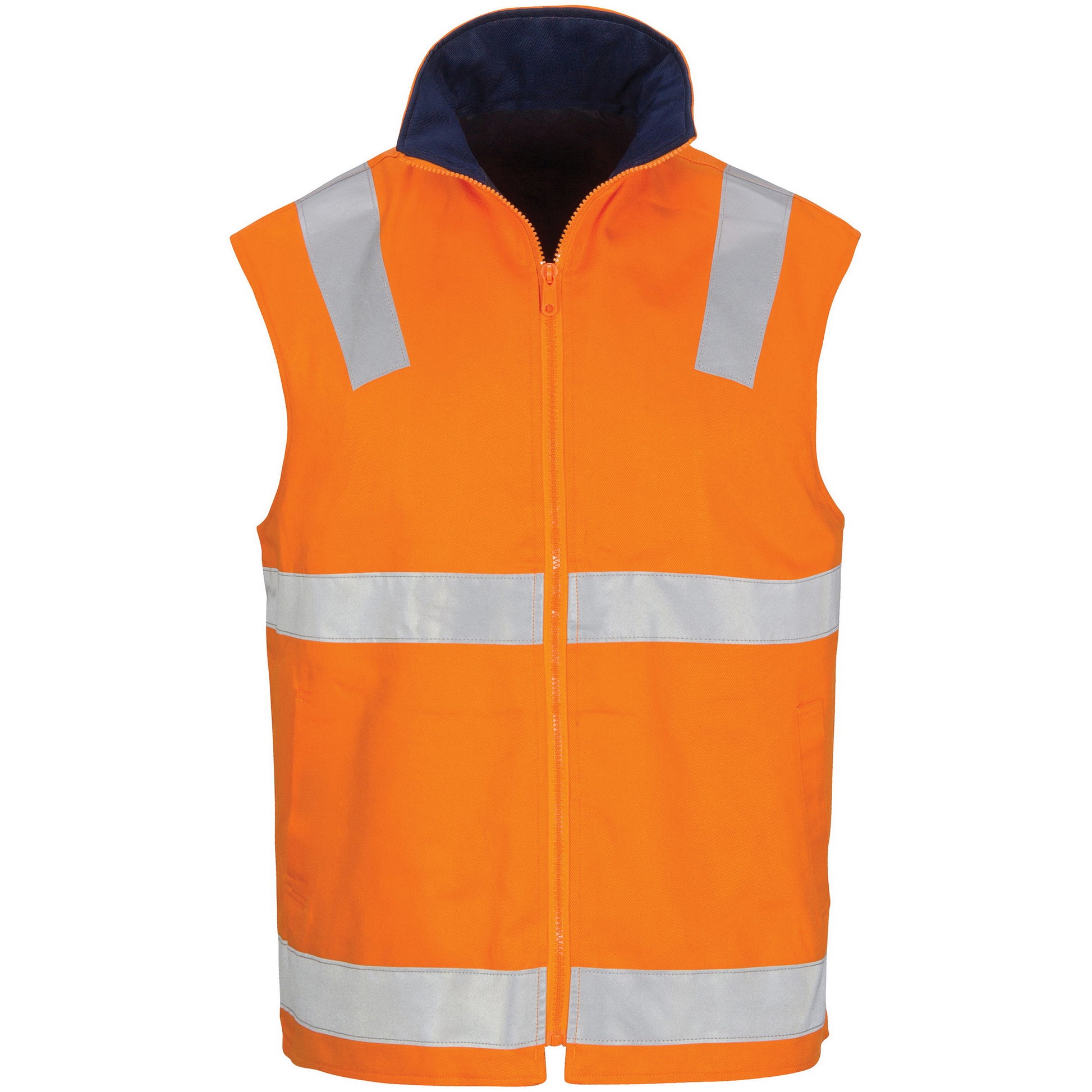 Hi-Vis Cotton Drill Reversible Vest With Generic R/Tape | 3765
