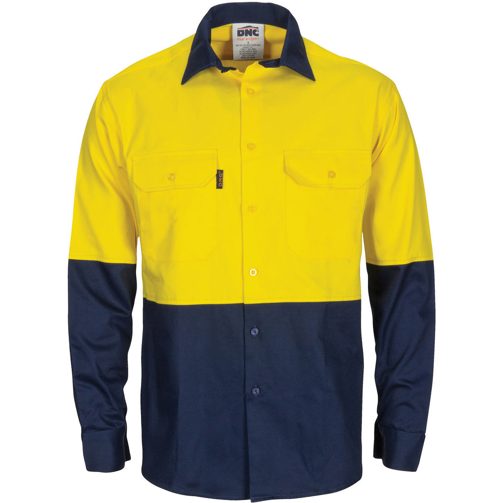 Hi-Vis R/W Cool-Breeze T2 Vertical Vented Cotton Shirt With Gusset Sleeves - Long Sleeve | 3781