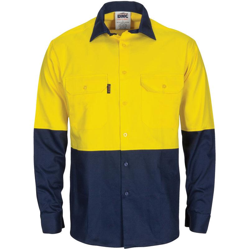 Hi-Vis R/W Cool-Breeze T2 Vertical Vented Cotton Shirt With Gusset Sleeves - Long Sleeve | 3781