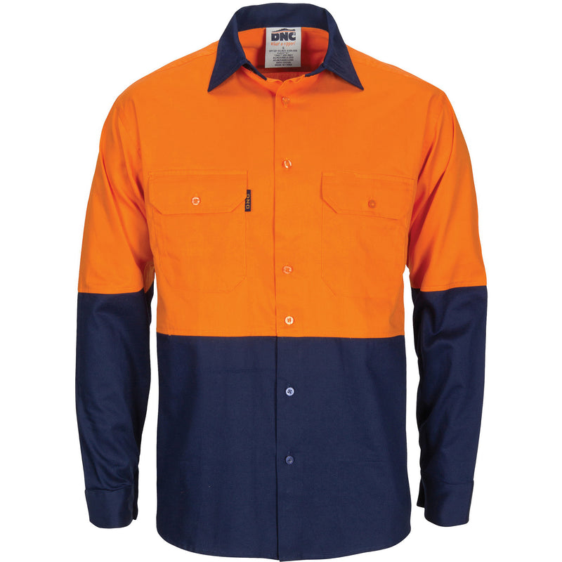 Hi-Vis R/W Cool-Breeze T2 Vertical Vented Cotton Shirt With Gusset Sleeves - Long Sleeve | 3781