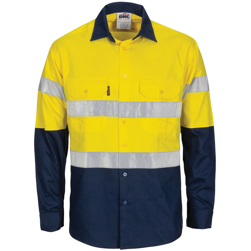 Hi-Vis R/W Cool-Breeze T2 Vertical Vented Cotton Shirt With Gusset Sleeves, Generic R/Tape - Long Sle | 3782