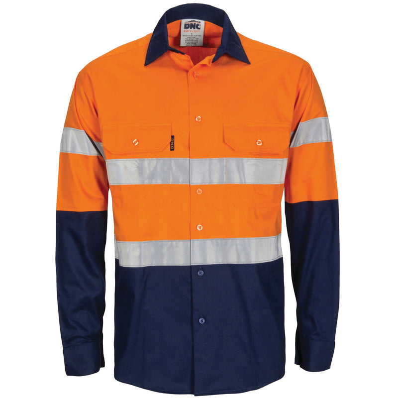 Hi-Vis R/W Cool-Breeze T2 Vertical Vented Cotton Shirt With Gusset Sleeves, Generic R/Tape - Long Sle | 3782