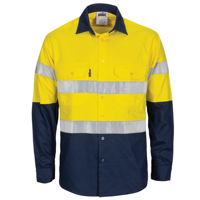 Hi-Vis L/W Cool-Breeze T2 Vertical Vented Cotton Shirt With Gusset Sleeves. Generic Tape - Long Sleev | 3784