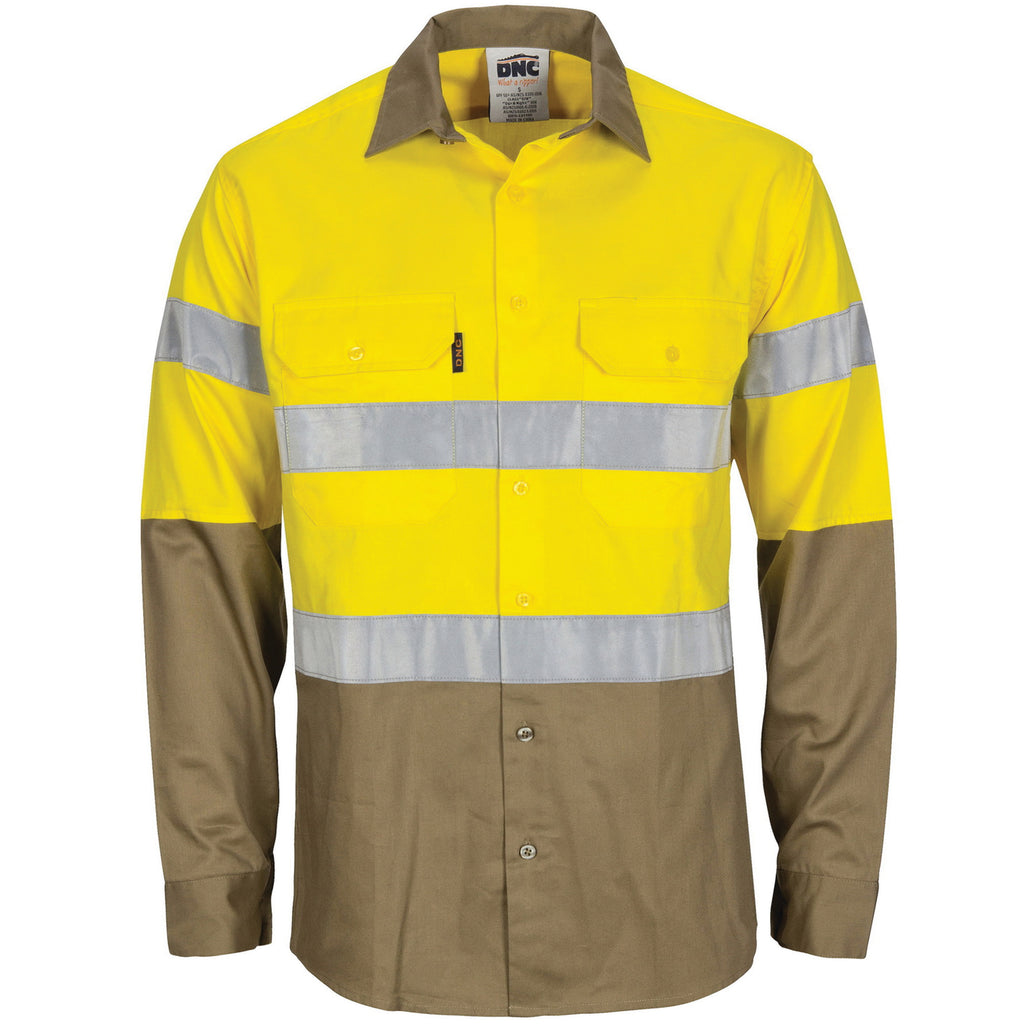 Hi-Vis L/W Cool-Breeze T2 Vertical Vented Cotton Shirt With Gusset Sleeves. Generic Tape - Long Sleev | 3784