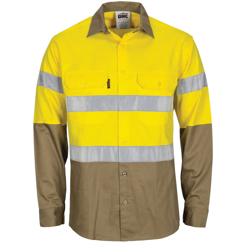 Hi-Vis L/W Cool-Breeze T2 Vertical Vented Cotton Shirt With Gusset Sleeves. Generic Tape - Long Sleev | 3784