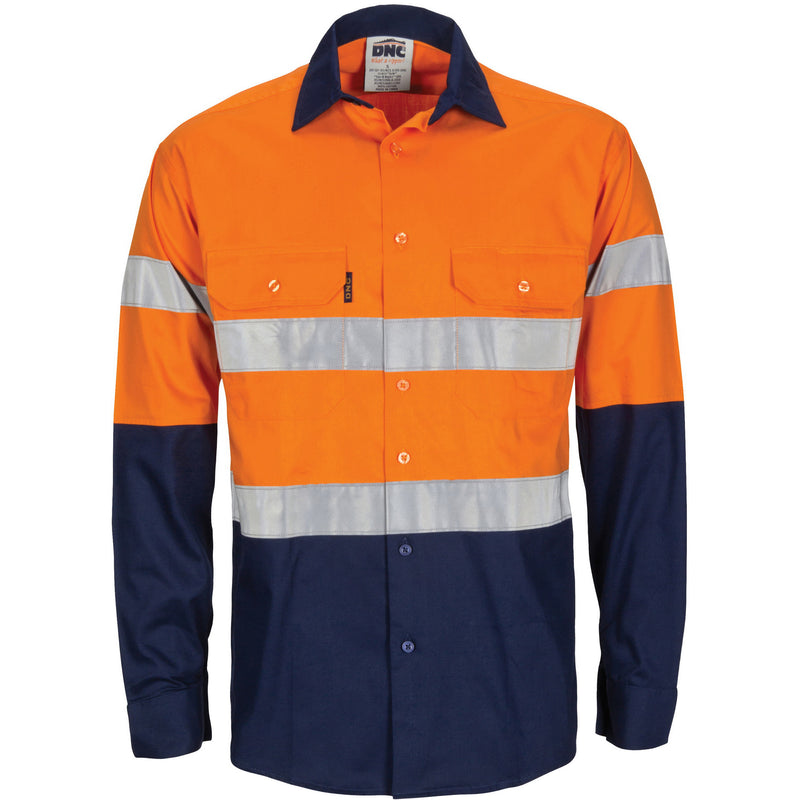 Hi-Vis L/W Cool-Breeze T2 Vertical Vented Cotton Shirt With Gusset Sleeves. Generic Tape - Long Sleev | 3784