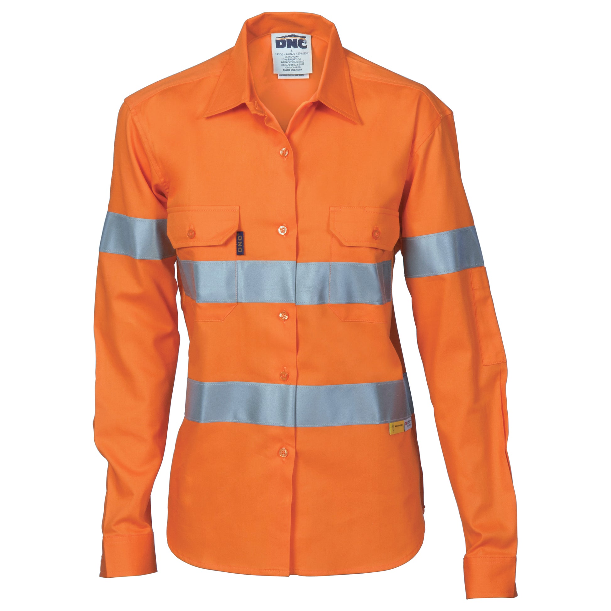 Ladies Hi-Vis Cool-Breeze Cott On Shirt With 3M R/Tape - Long Sleeve | 3785