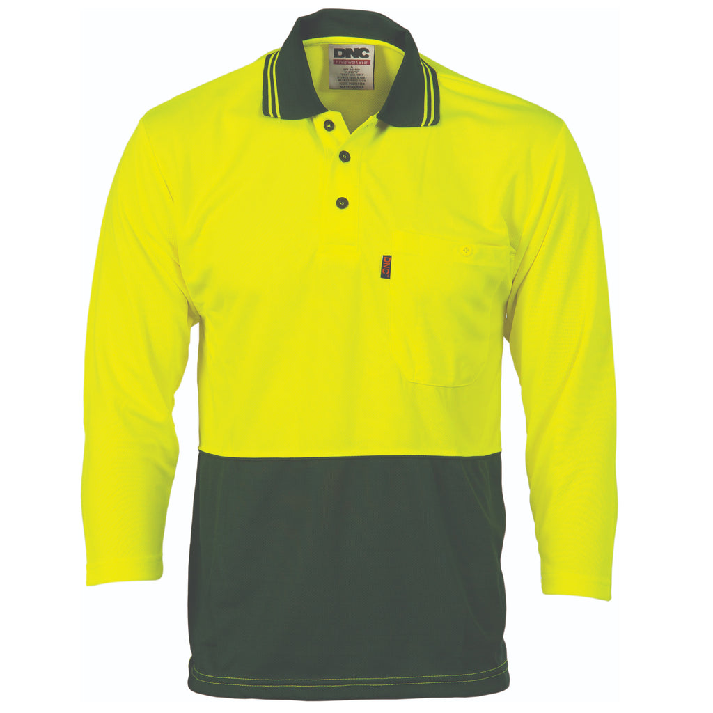Hi-Vis Two Tone Cool Breathe Polo Shirt, 3/4 Sleeve | 3812
