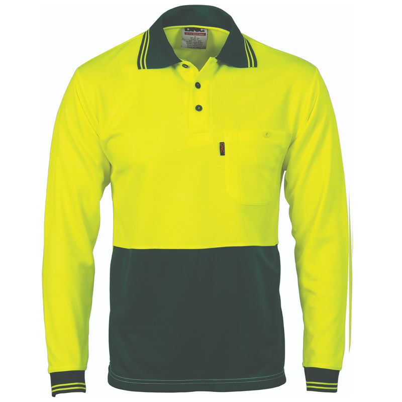 Hi-Vis Two Tone Cool Breathe Polo Shirt, Long Sleeve | 3813