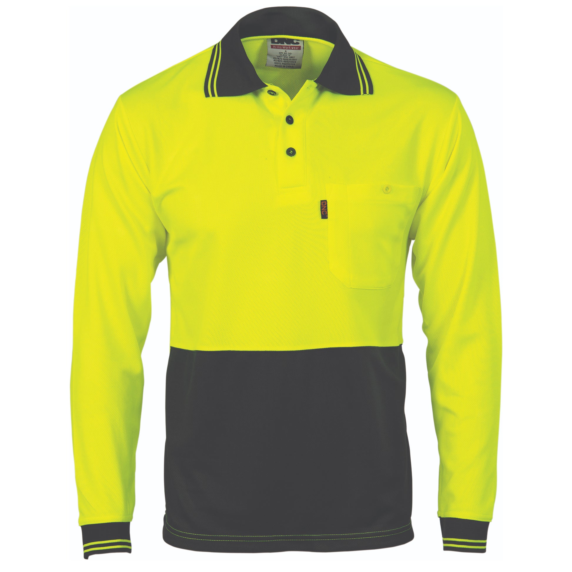 Hi-Vis Two Tone Cool Breathe Polo Shirt, Long Sleeve | 3813