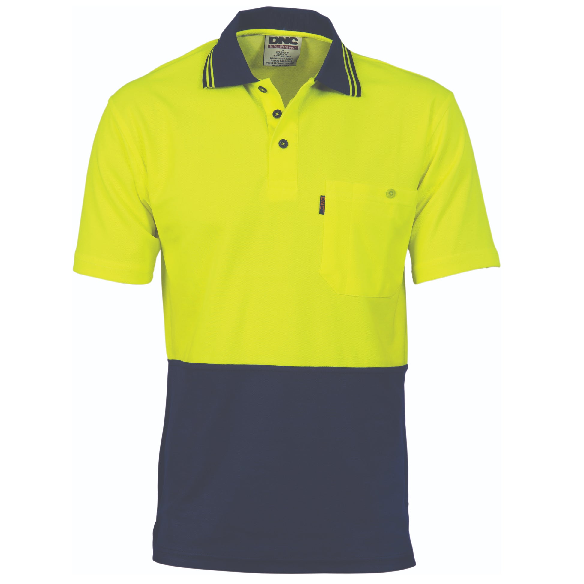 Cotton Back Hi-Vis Two Tone Fluoro Polo - Short Sleeve | 3814