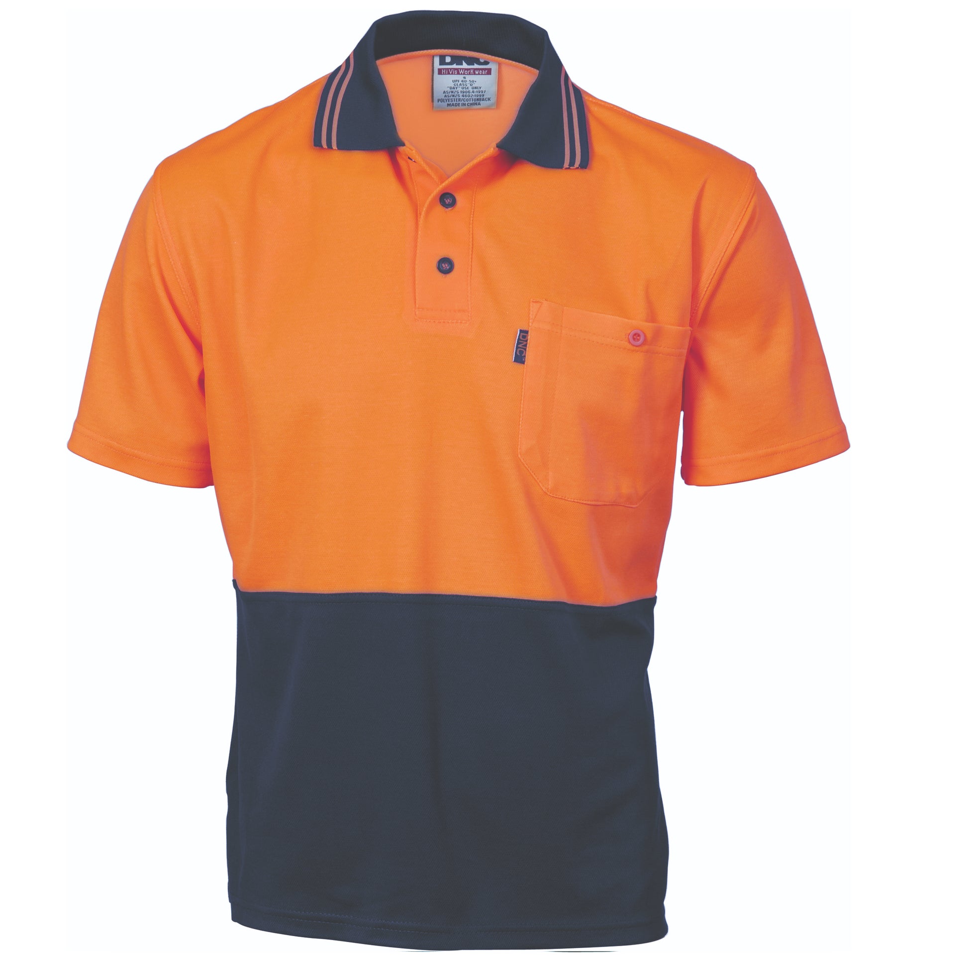 Cotton Back Hi-Vis Two Tone Fluoro Polo - Short Sleeve | 3814