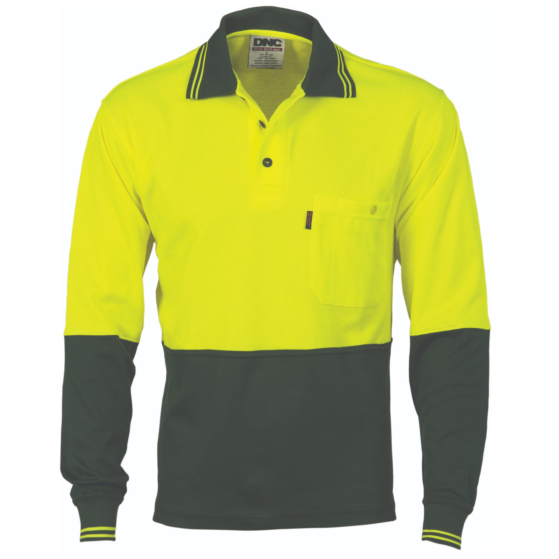 Cotton Back Hi-Vis Two Tone Fluoro Polo - Long Sleeve | 3816
