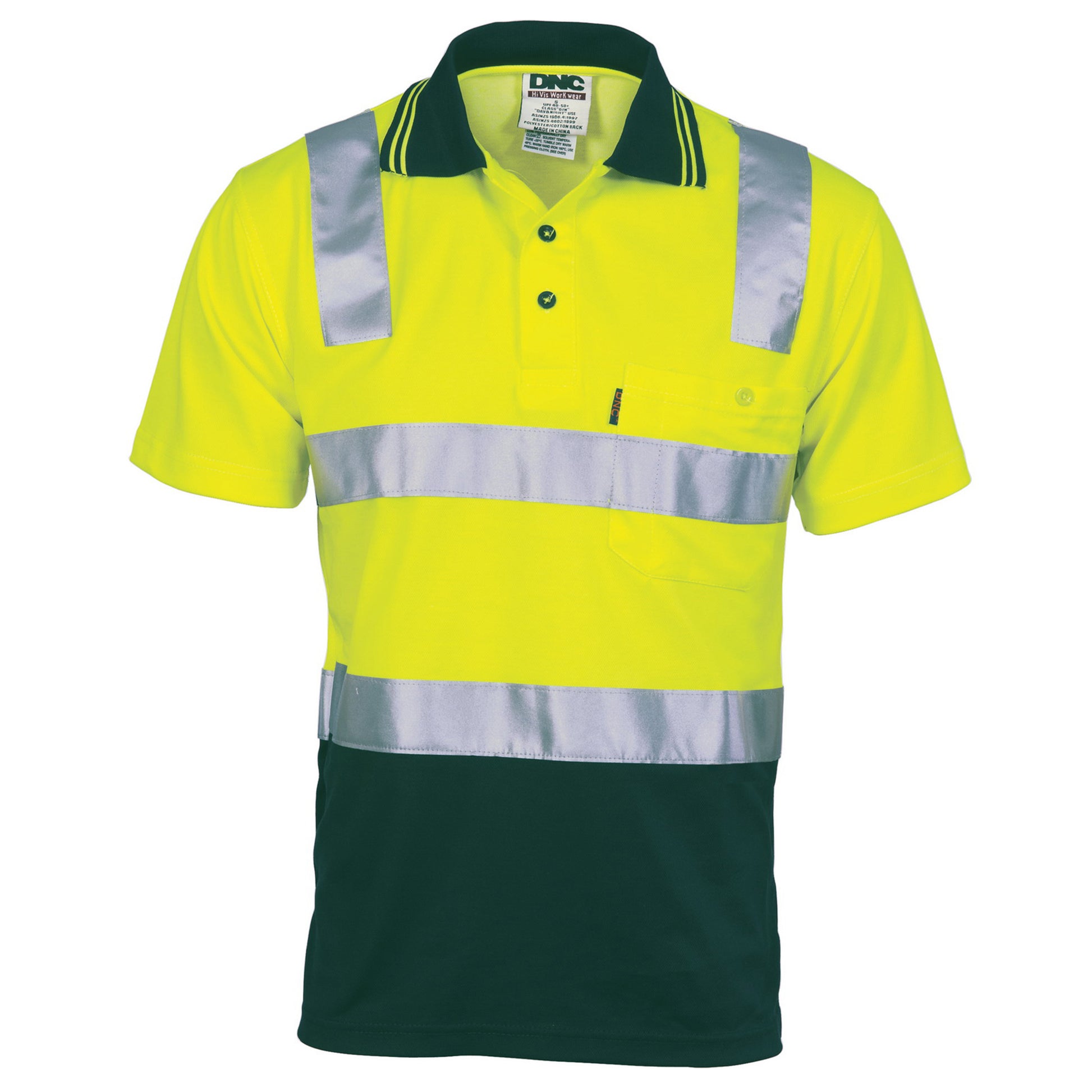 Cotton Back Hi-Vis Two Tone Polo Shirt With CSR R/ Tape - Short Sleeve | 3817