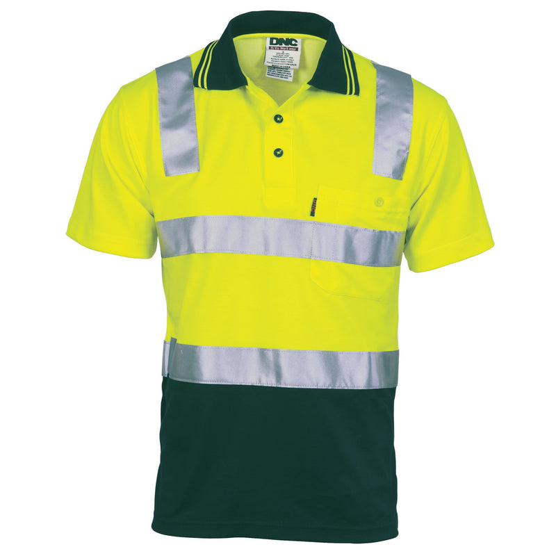 Cotton Back Hi-Vis Two Tone Polo Shirt With CSR R/ Tape - Short Sleeve | 3817