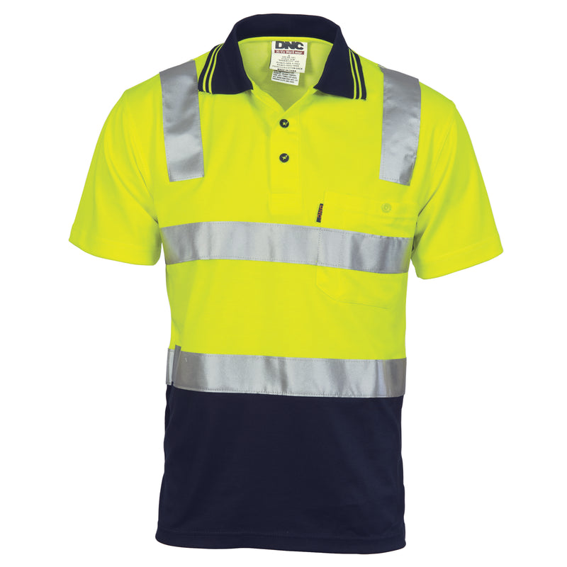 Cotton Back Hi-Vis Two Tone Polo Shirt With CSR R/ Tape - Short Sleeve | 3817