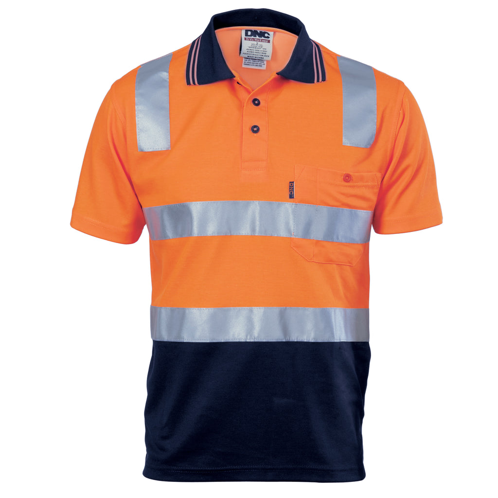 Cotton Back Hi-Vis Two Tone Polo Shirt With CSR R/ Tape - Short Sleeve | 3817