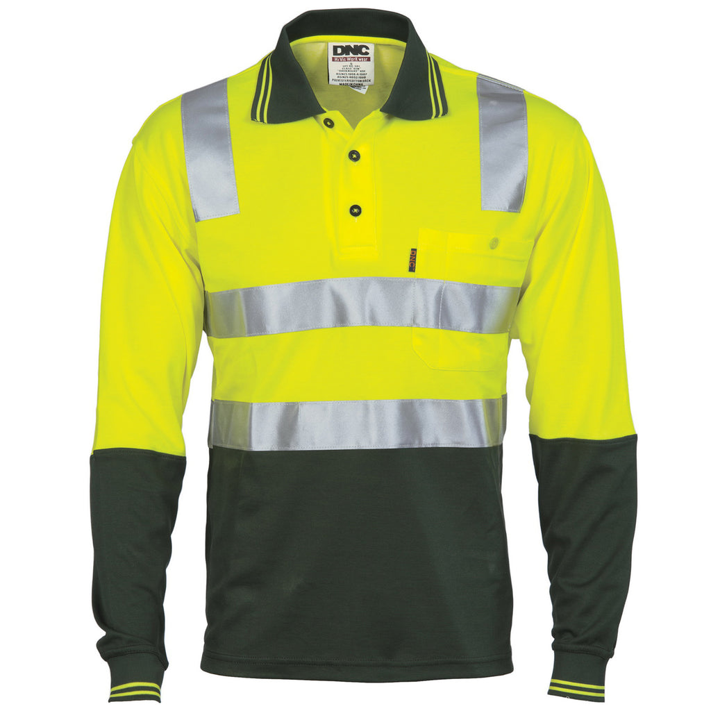 Cotton Back Hi-Vis Two Tone Polo Shirt With CSR R/ Tape - L/S | 3818