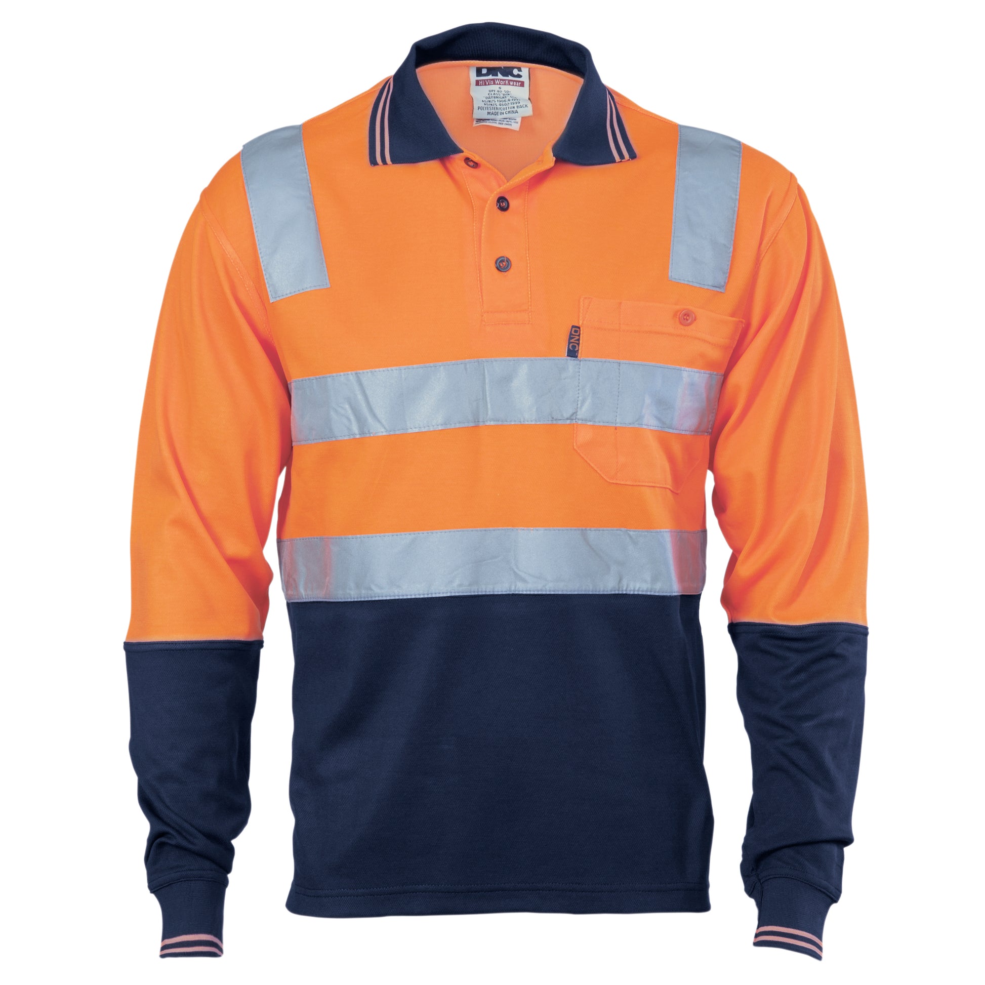 Cotton Back Hi-Vis Two Tone Polo Shirt With CSR R/ Tape - L/S | 3818