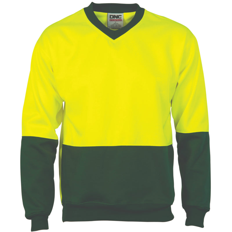 Hi-Vis Two Tone Fleecy Sweat Shirt (Sloppy Joe) V-Neck | 3822