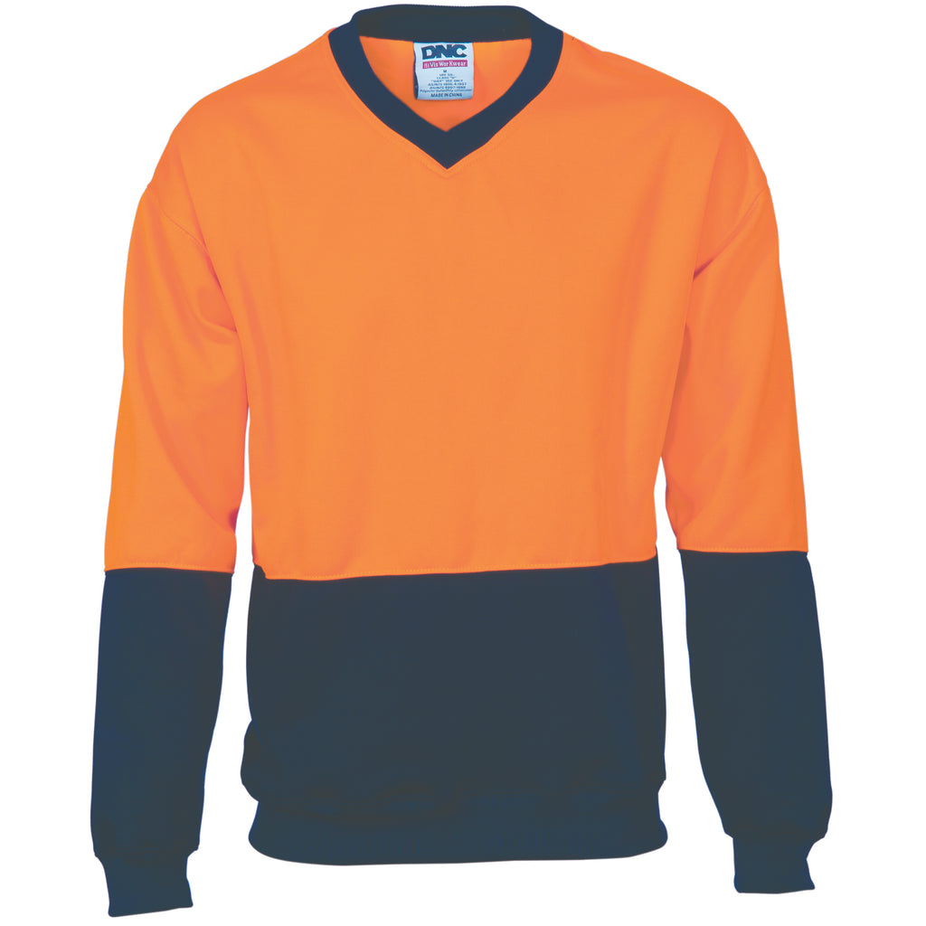 Hi-Vis Two Tone Fleecy Sweat Shirt (Sloppy Joe) V-Neck | 3822