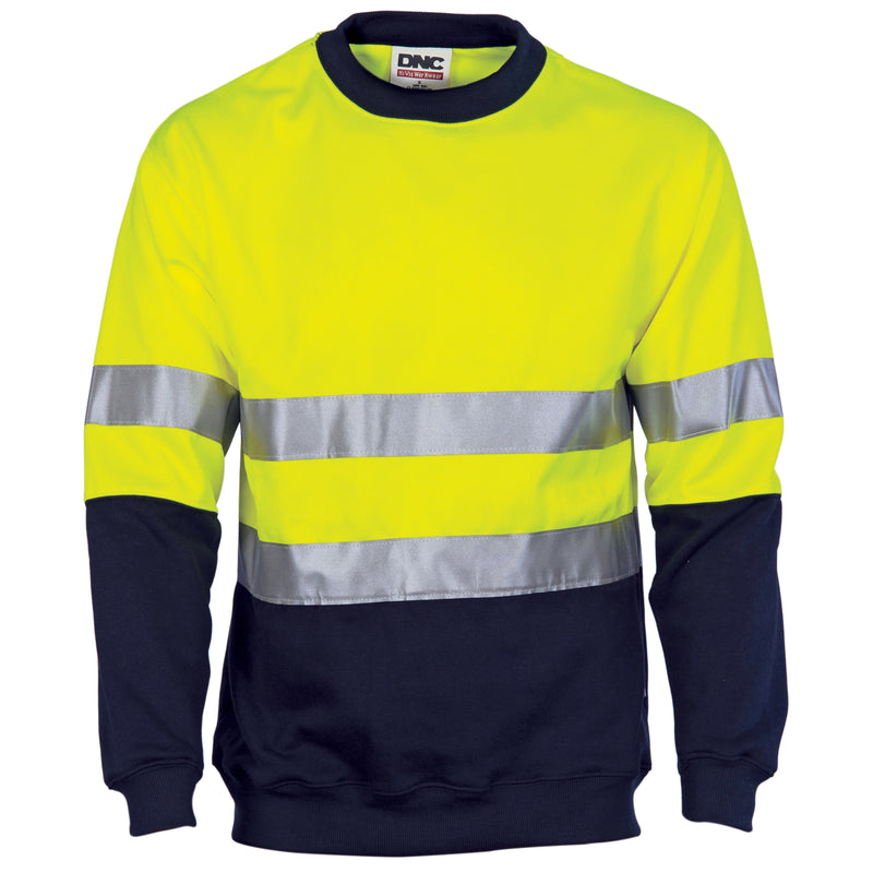 Hi-Vis Two Tone Fleecy Sweat Shirt (Sloppy Joe) With CSR R/Tape Crew-Neck | 3824