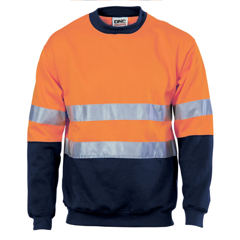 Hi-Vis Two Tone Fleecy Sweat Shirt (Sloppy Joe) With CSR R/Tape Crew-Neck | 3824