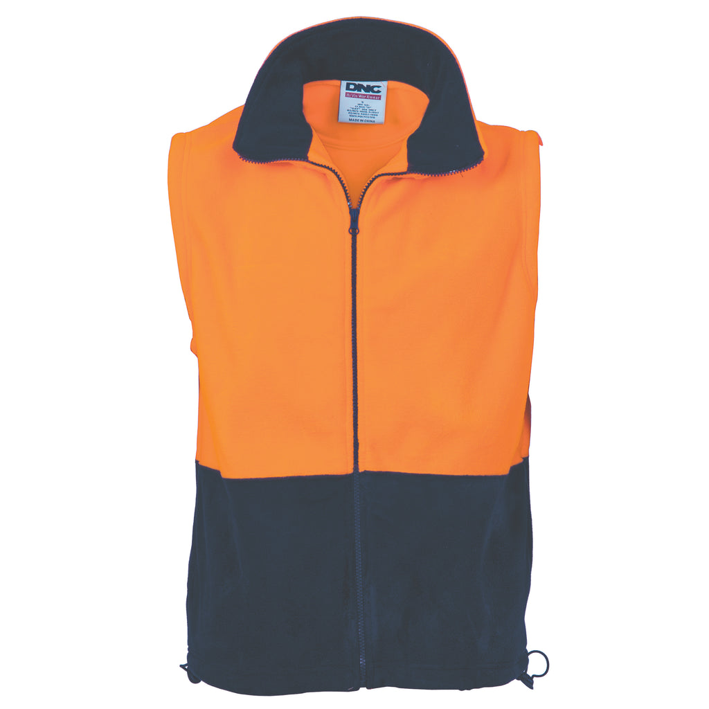 Hi-Vis Two Tone Full Zip Polar Fleece Vest | 3828