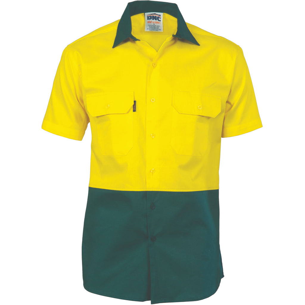 Hi-Vis Two Tone Cotton Drill Shirt - Short Sleeve | 3831