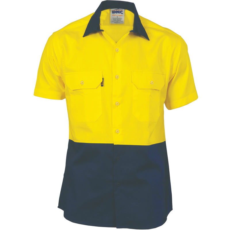 Hi-Vis Two Tone Cotton Drill Shirt - Short Sleeve | 3831