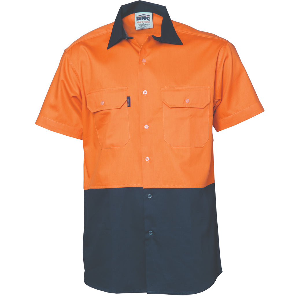 Hi-Vis Two Tone Cotton Drill Shirt - Short Sleeve | 3831