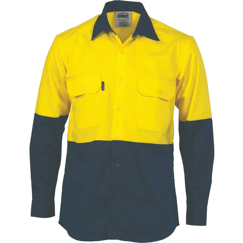 Hi-Vis Two Tone Cotton Drill Shirt - Long Sleeve | 3832